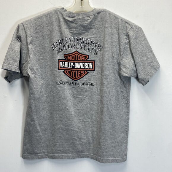 Harley Davidson Sae Paulo Brazil T Shirt Gray Men’s Size XL Embroidered - Picture 6 of 6